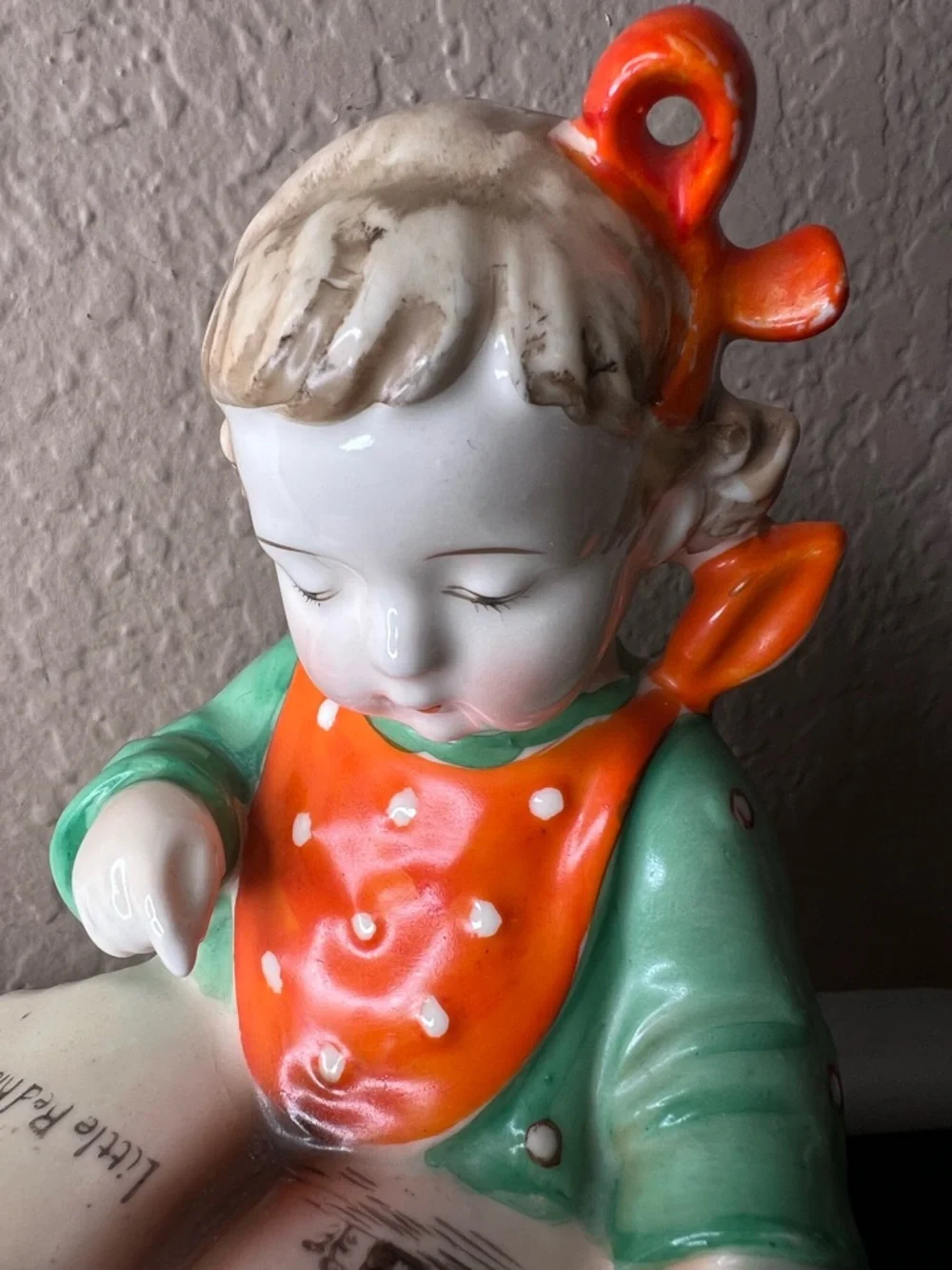 Vintage 1950s Made in Japan Bookworm Girl Figurine Reading Little Red Riding